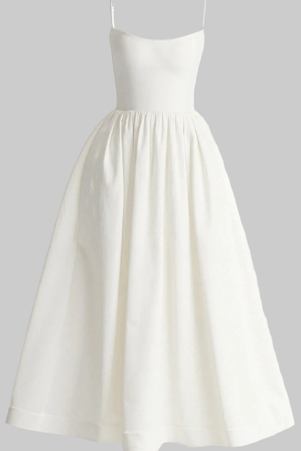 Women’s Midi Dress with Scoop Neckline and Gathered A-Line Skirt