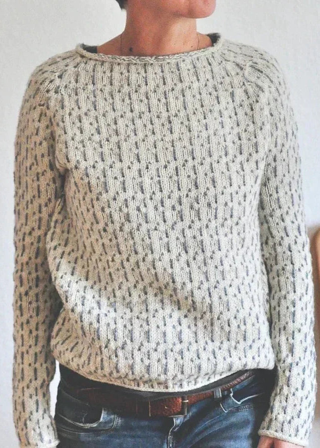 Women¡¯s Knitted Sweater with Boat Neckline and Textured Vertical Stripe Pattern