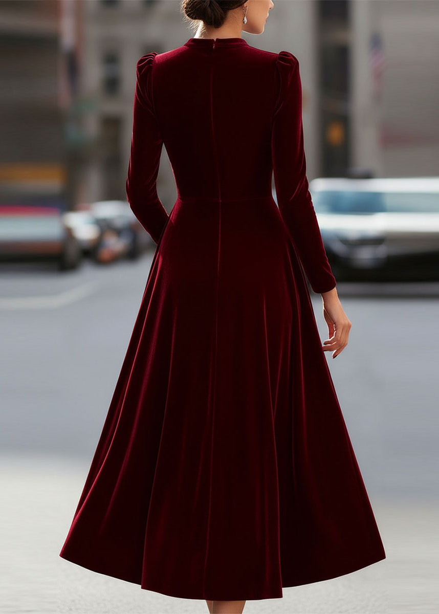 Ceylan Women’s Velvet Midi Dress with Elegant Pleated Skirt