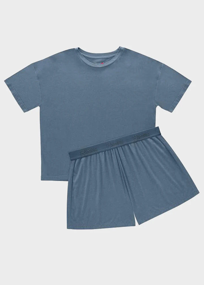 Women’s 2-Piece Lounge Set with Oversized Tee and Relaxed Shorts