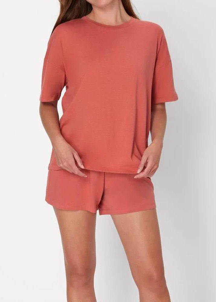 Women’s 2-Piece Lounge Set with Oversized Tee and Relaxed Shorts