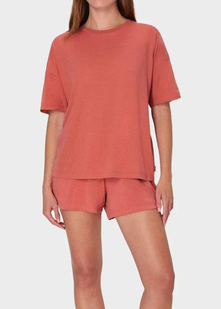 Women’s 2-Piece Lounge Set with Oversized Tee and Relaxed Shorts