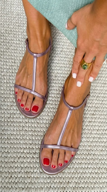 Women's Toe-Loop Strappy Flat Sandals for Effortless Elegance