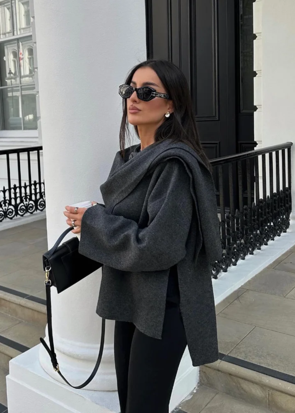 Women's Cape Coat with Integrated Scarf