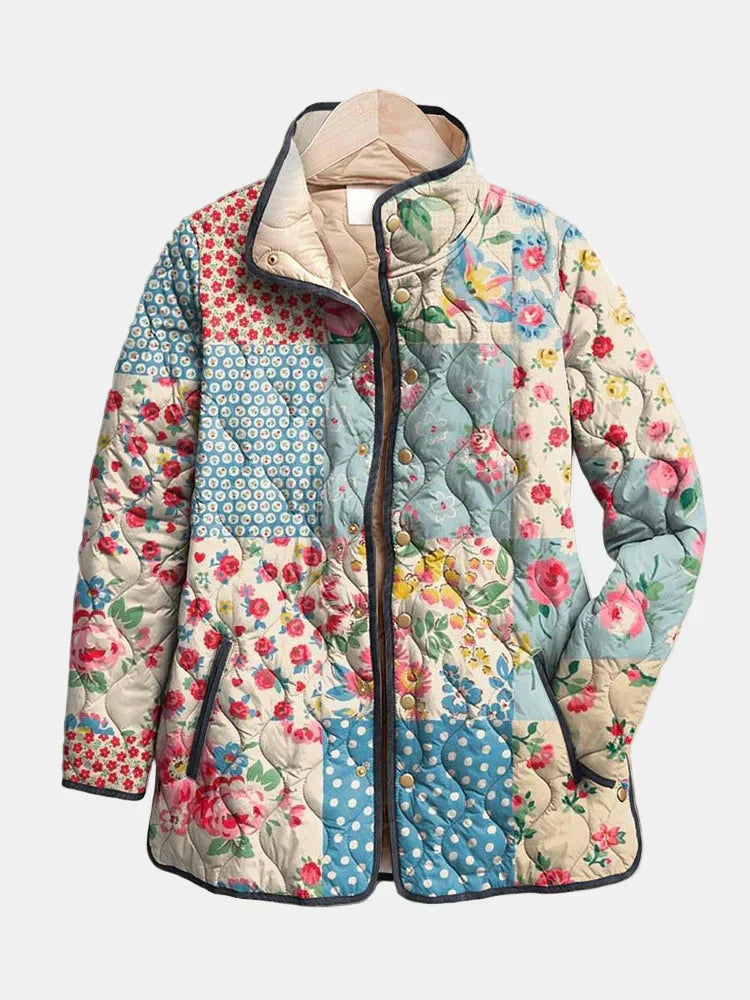 Women’s Blazer jackets Alternative with Boho Floral Patchwork and Quilted Frame
