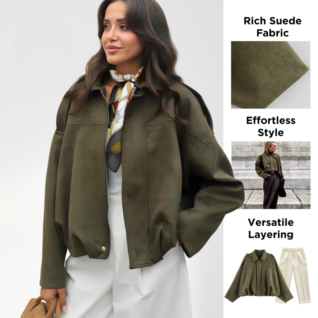 Ceylan Cozy Suede Bomber Jacket