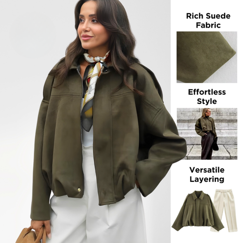 Ceylan Cozy Suede Bomber Jacket