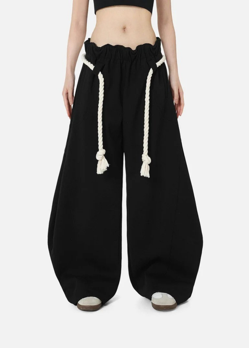 Ceylan Women’s Barrel Baggy Leg Sweatpants with Elastic Loop Waist