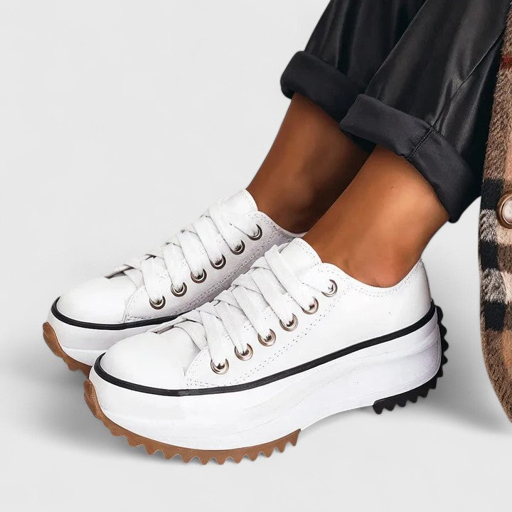 Women's Platform Lug Sole Sneakers Lightweight Lace Up Comfort Trainers