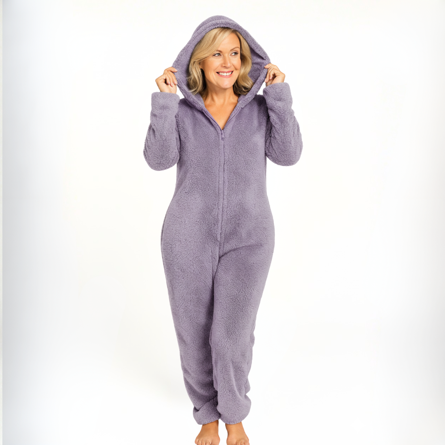 Ceylan Women’s Fleece Onesie Pajamas Hooded Full-Zip Jumpsuit