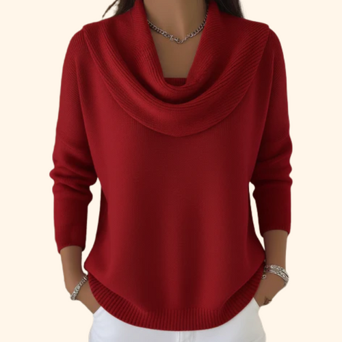 Women's Draped Cowl Neck Long Sleeve Sweater