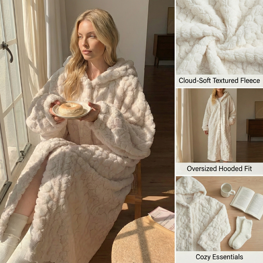 Ceylan Women’s Hooded Fleece Robe Maxi Length Sherpa