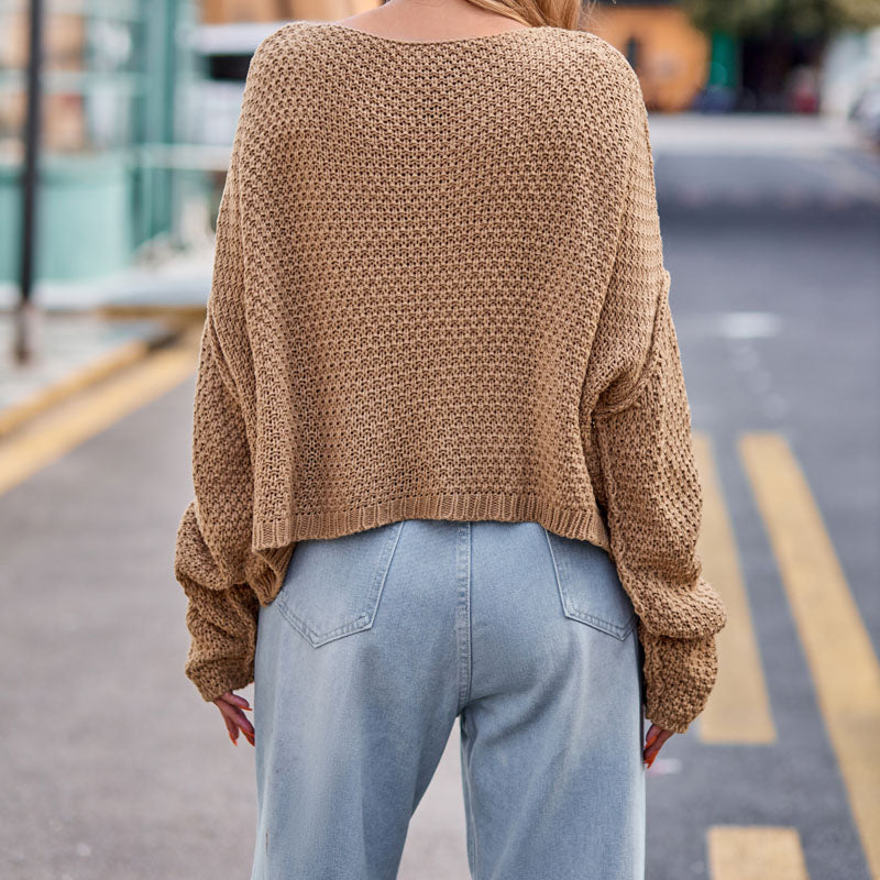 Women's Textured Cropped Jumper with Relaxed Fit