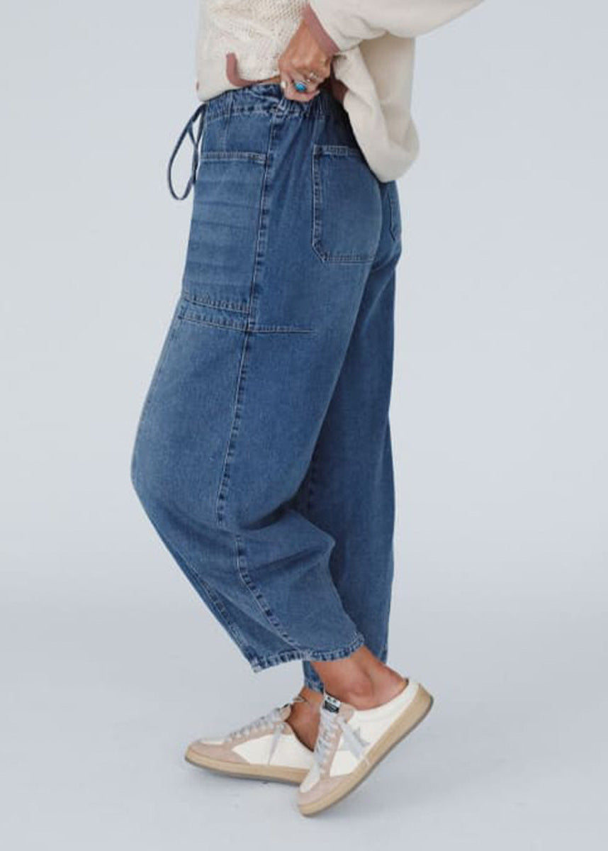 Ceylan Women’s Relaxed Fit Denim Pants with Drawstring Waist