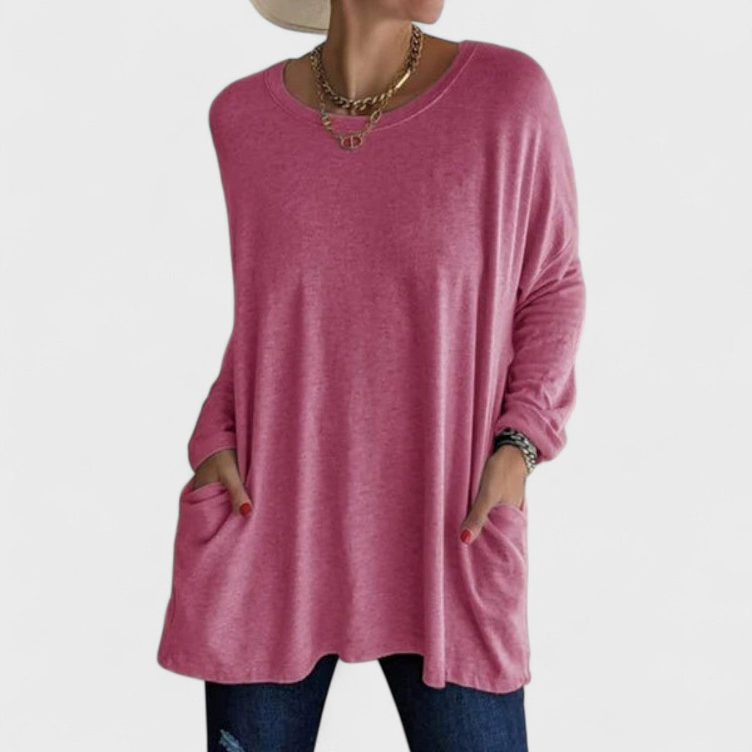 Women's Oversized V-Neck Tunic With Side Pockets