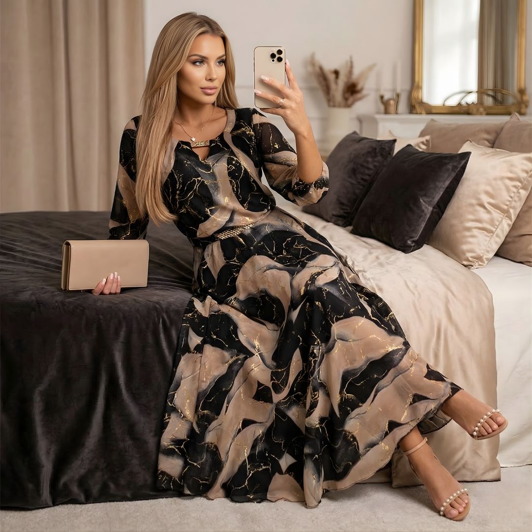 Women’s Chavelle Abstract Print Maxi Wrap Dress with Belt