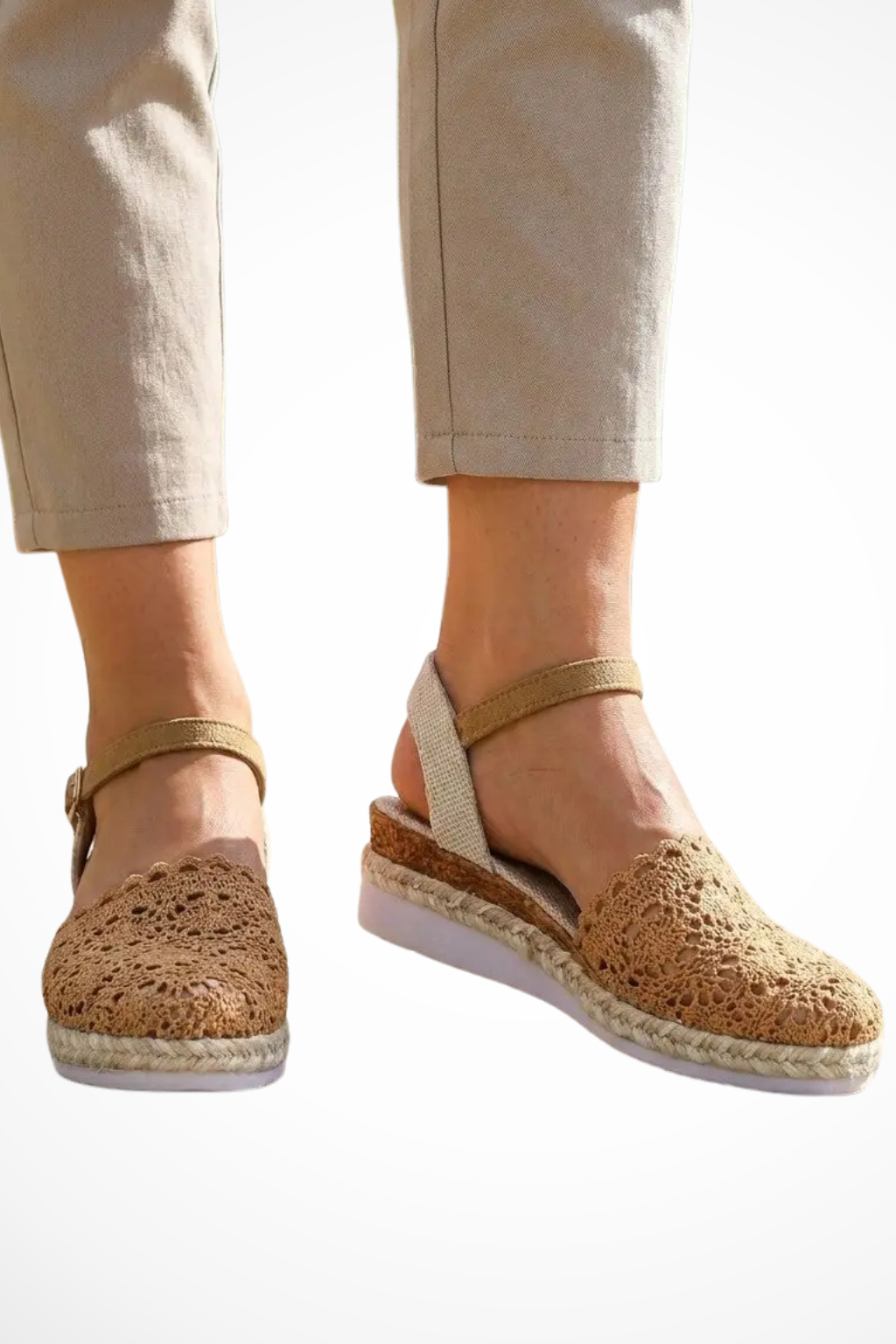 Women's Orthopedic Crochet Ankle Strap Espadrille Wedges