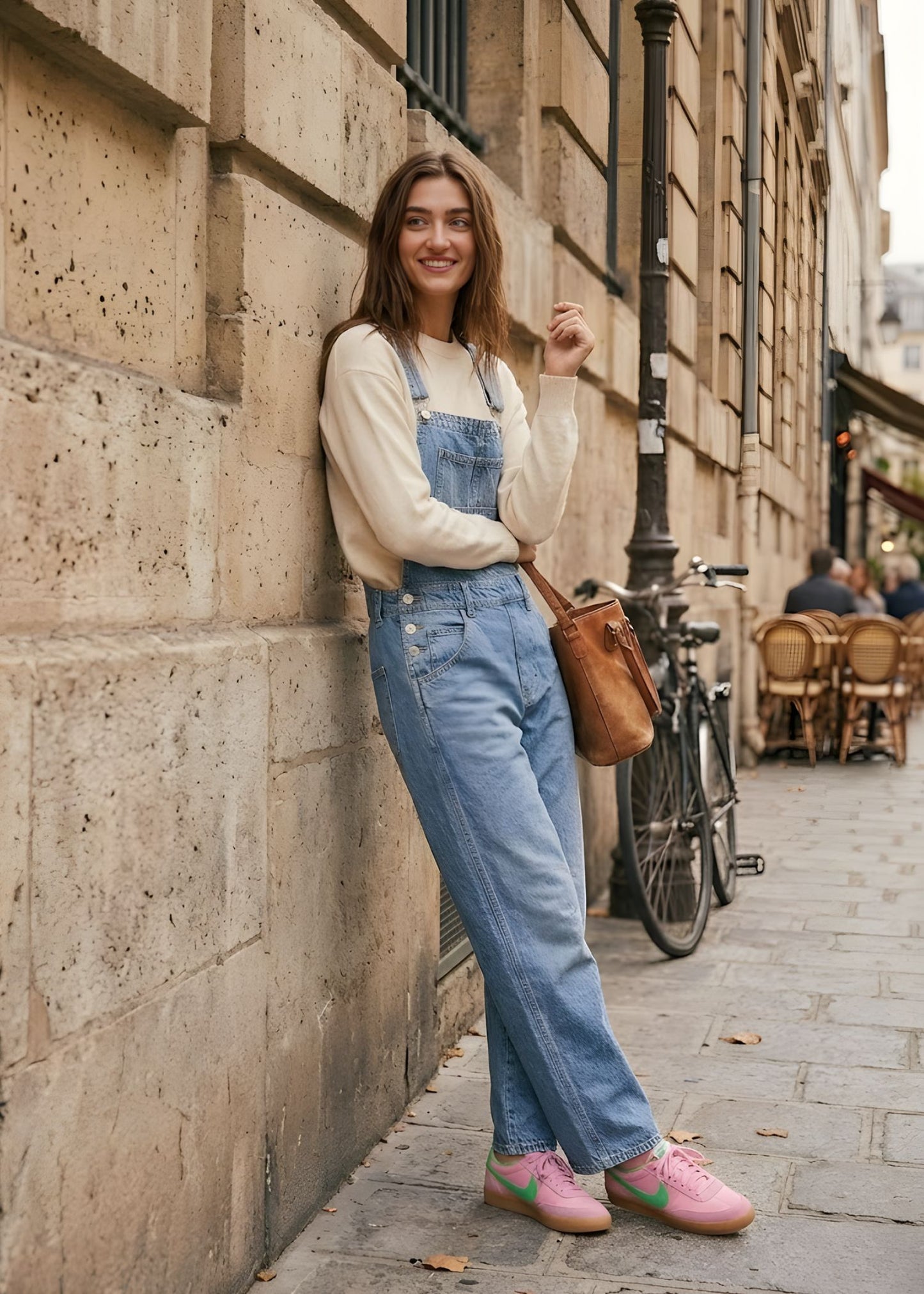 Women’s Wide Leg Barrel Overalls with Relaxed Fit and Utility Pockets
