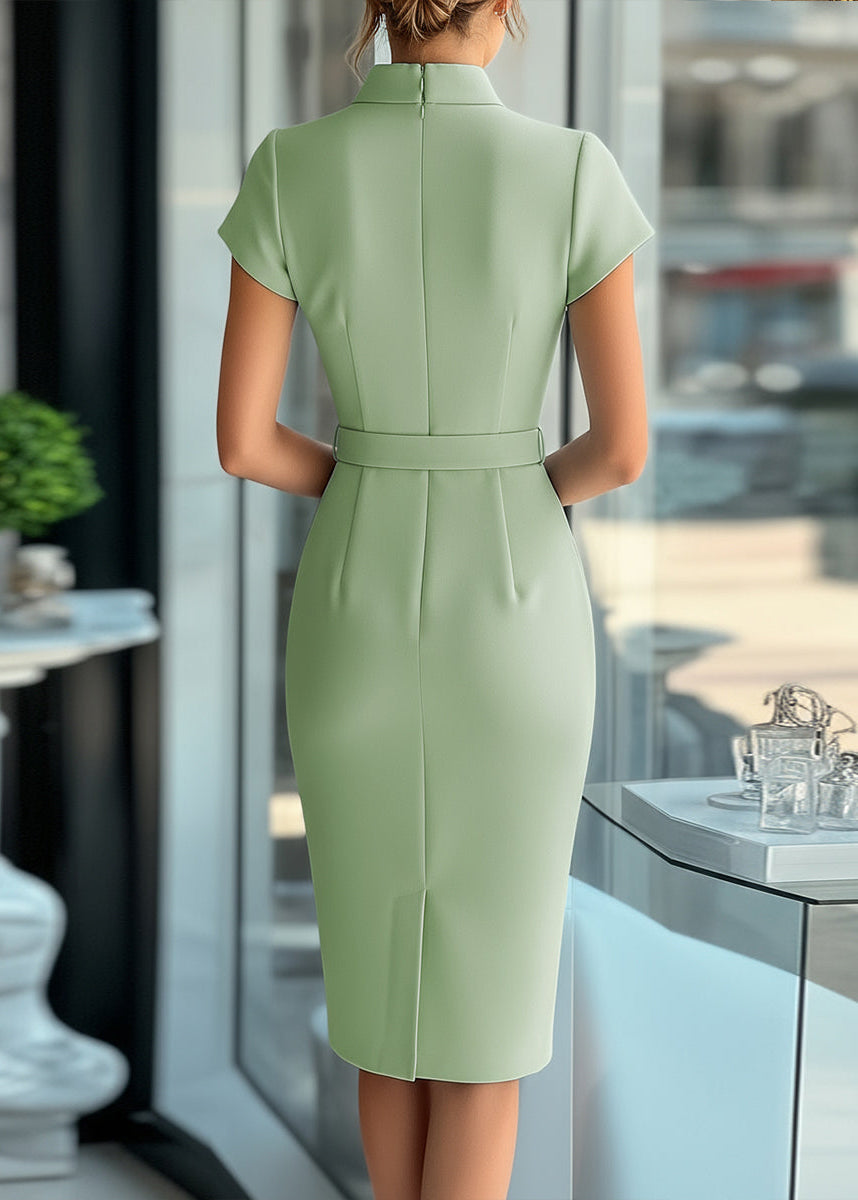 Ceylan Women¡¯s Asymmetrical Midi Dress with Slim Coordinating Belt