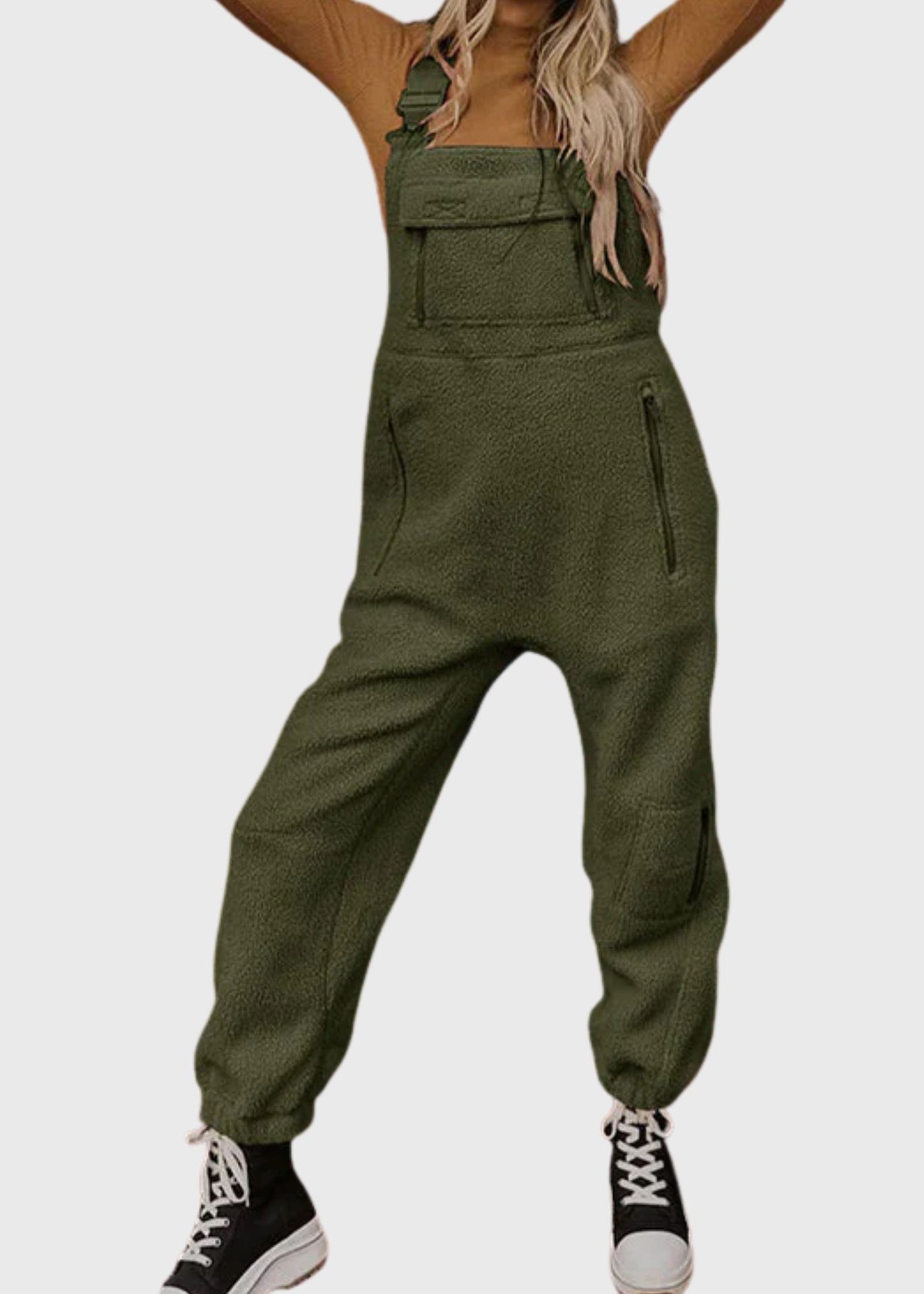 Ceylan Women’s Fleece Thermal Overalls with Zippered Pockets