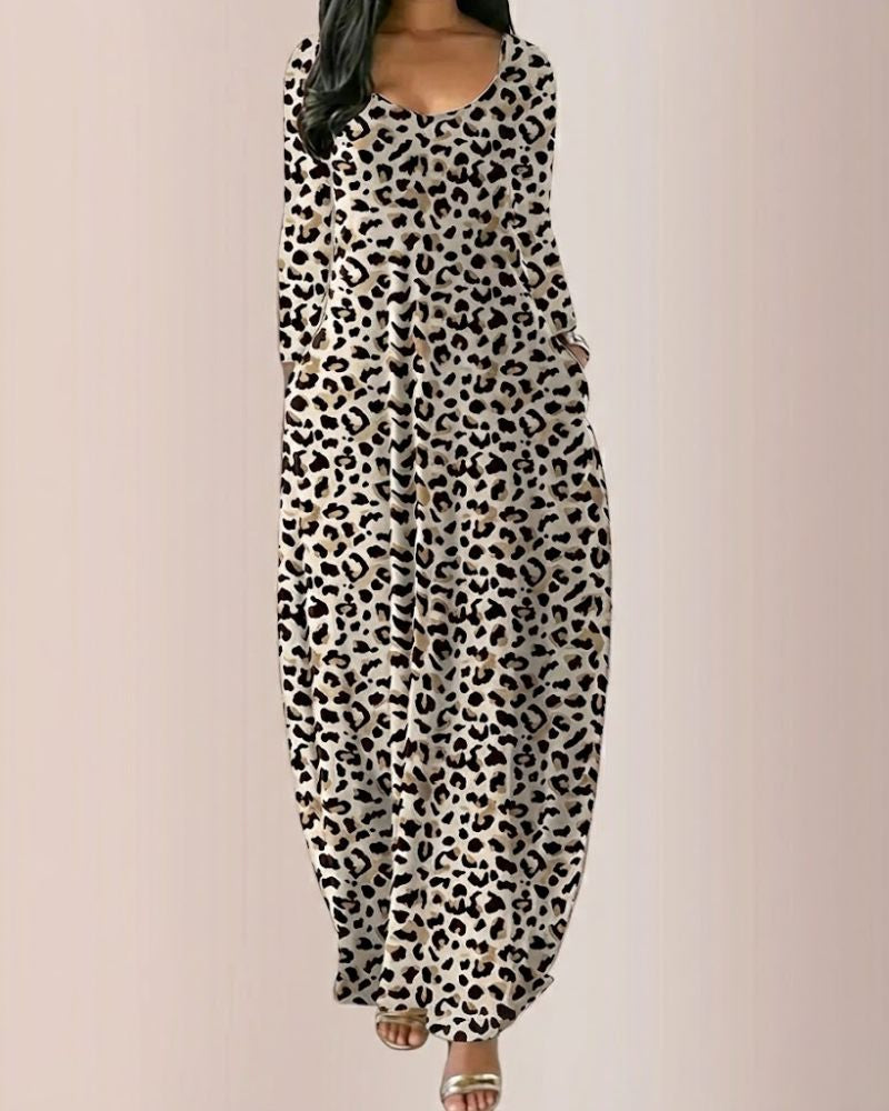 Women’s Long Sleeve Maxi Dress with Hidden Side Pockets