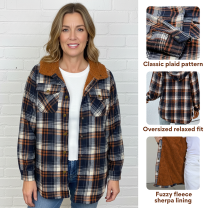 Ceylan Plaid Fleece Lined Jacket