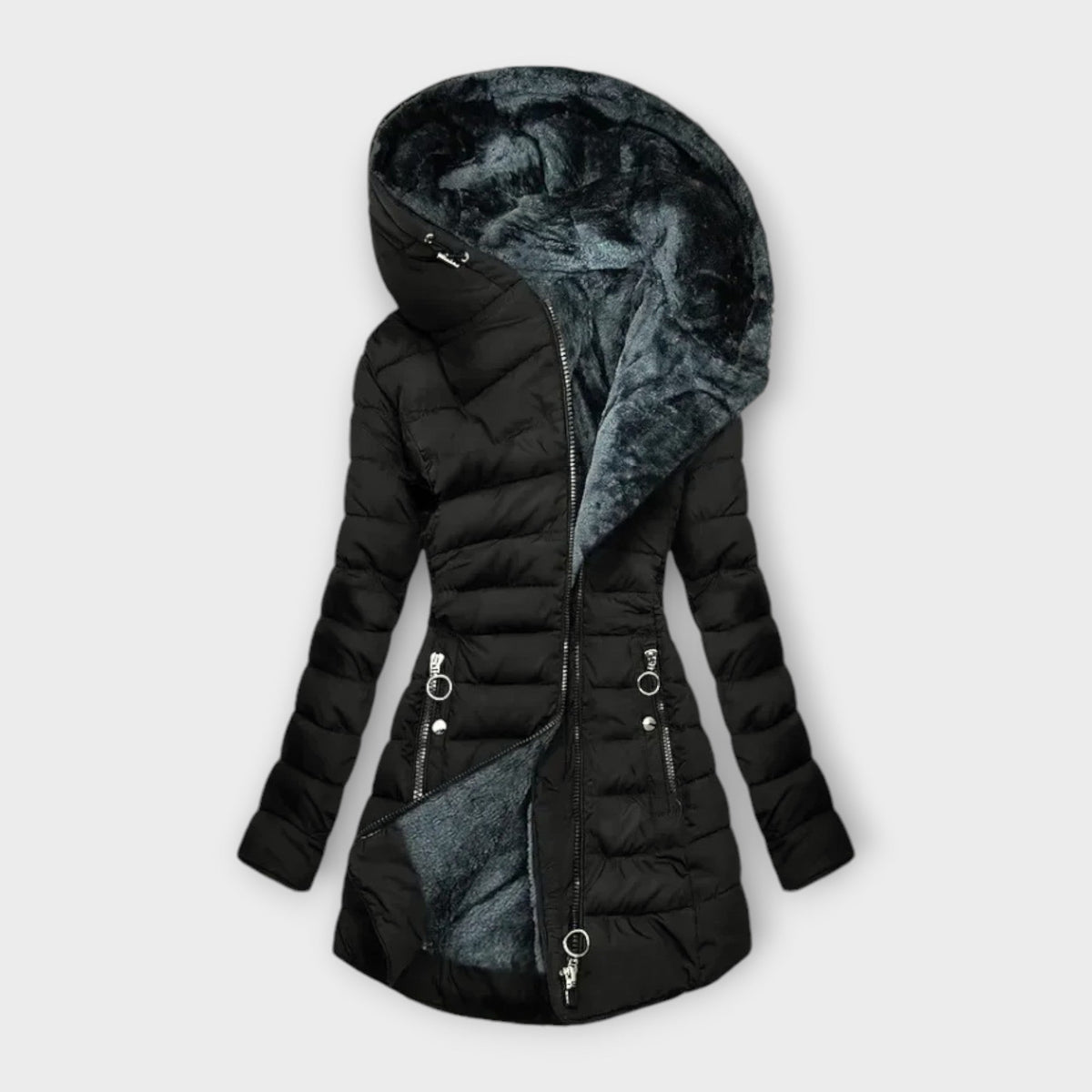 Women's Long Padded Puffer Coat With Oversized Hood