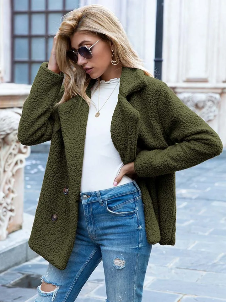 Women's Teddy Blazer with Notched Lapels and Button Front