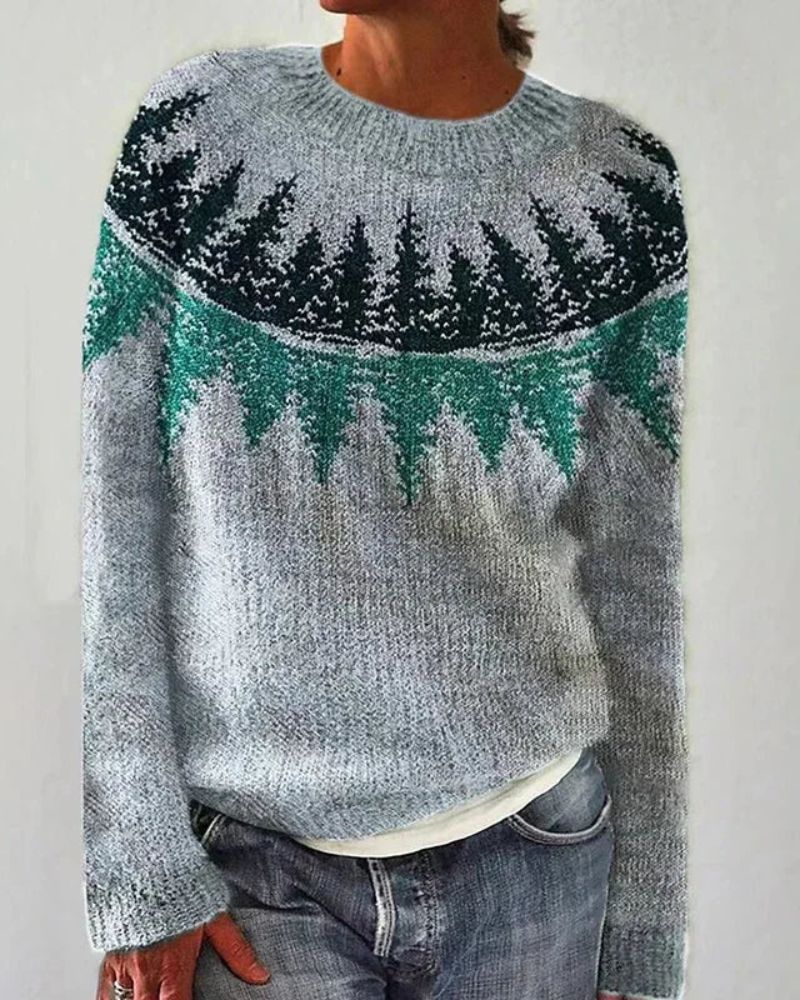 Women's Gradient Crew Neck Jumper with Long Sleeves