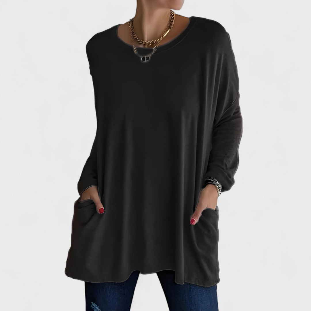 Women's Oversized V-Neck Tunic With Side Pockets