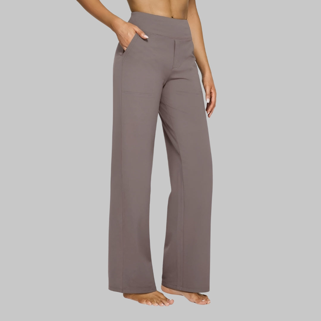 Women's High-Waist Straight-Leg Trousers With Side Pockets