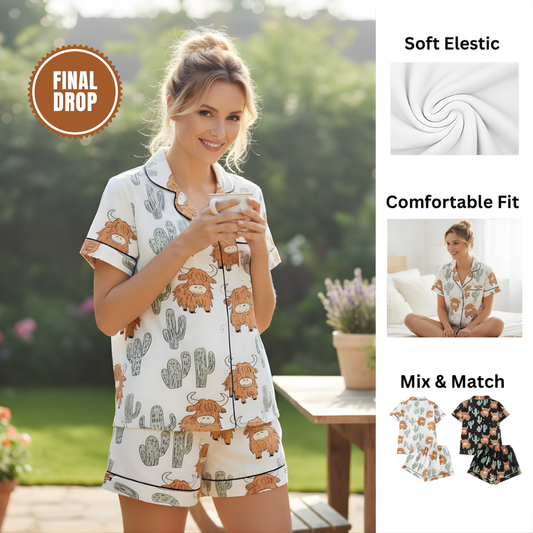 Ceylan® Highland Cow Cactus Women's Pajama Set