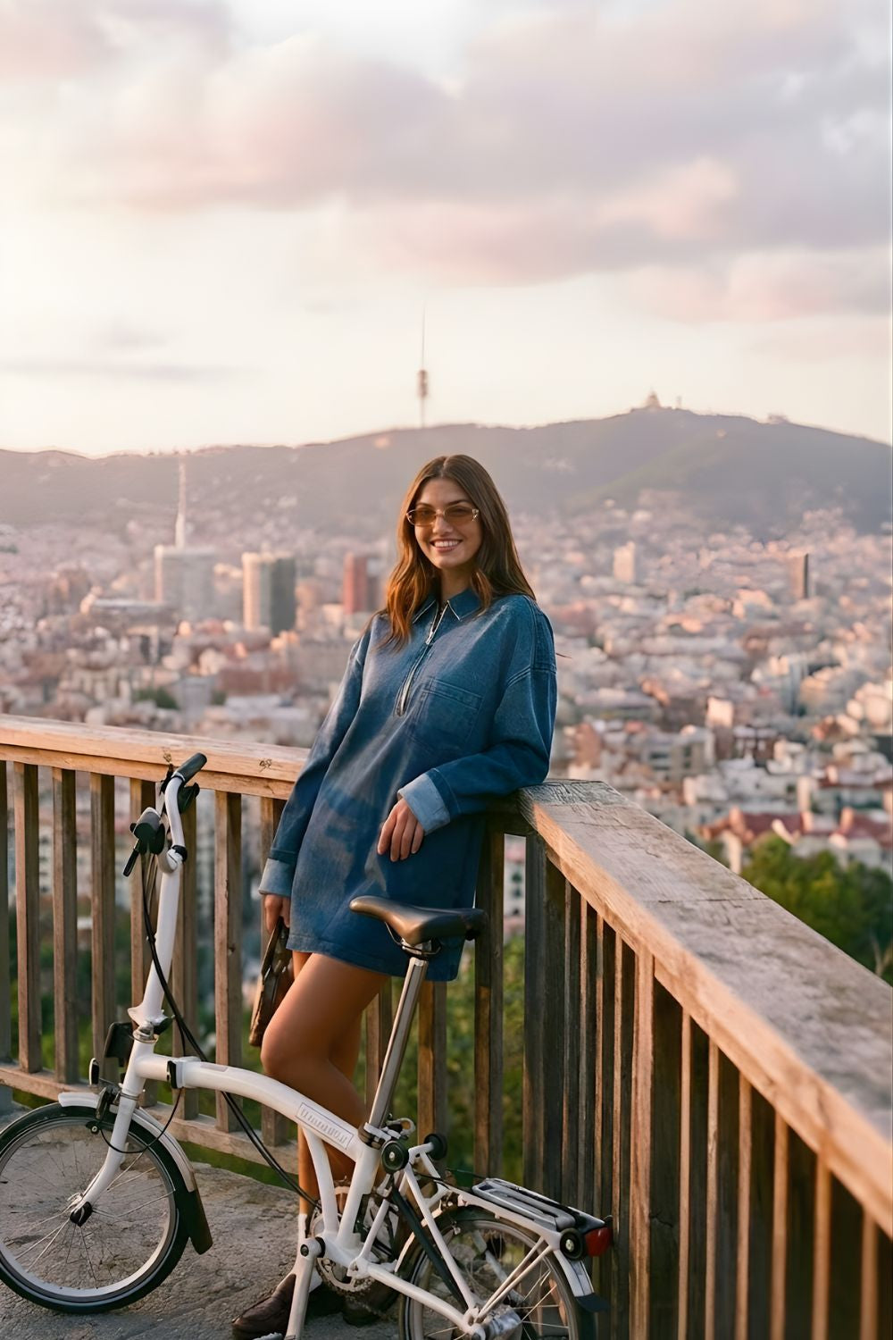 Ceylan Women’s Oversized Denim Shirt Dress with Pockets