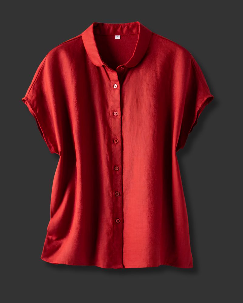 Women’s Tunic Tops with Linen Button-Front and Peter Pan Collar