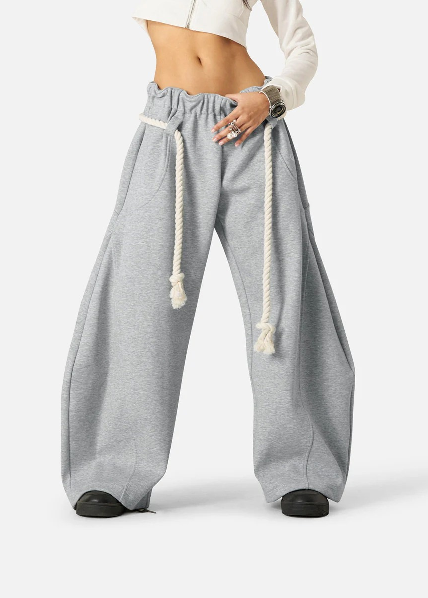 Ceylan Women’s Barrel Baggy Leg Sweatpants with Elastic Loop Waist