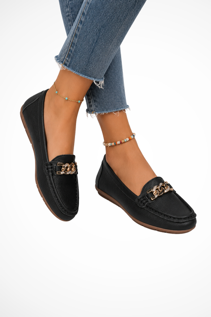 Women's Orthopedic Chain Detail Slip On Loafers