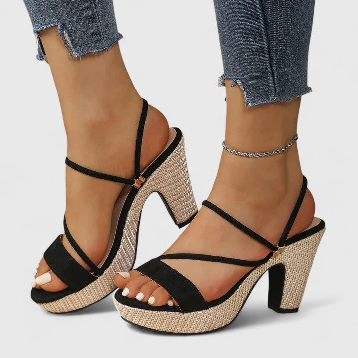 Women's Lace-Up Platform Heels Chunky Heel Open-Toe