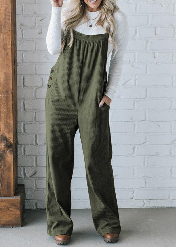 Ceylan Women’s Corduroy Overalls with Relaxed Wide Leg