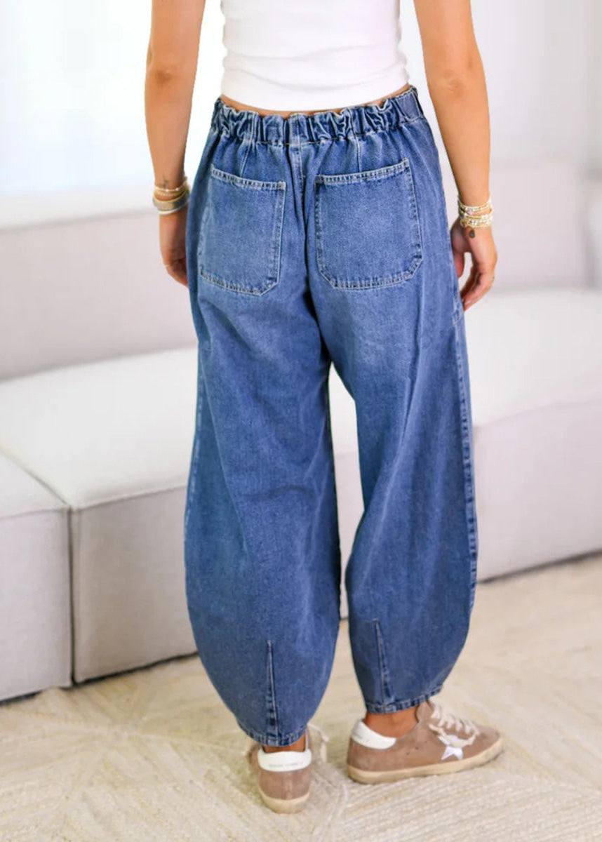 Ceylan Women’s Relaxed Fit Denim Pants with Drawstring Waist