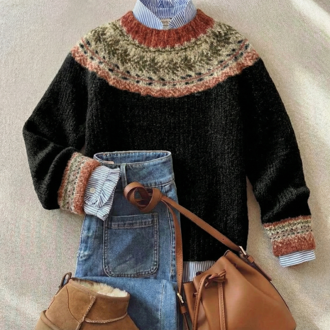 Ceylan Women¡¯s Fair Isle Sweater Vintage Nordic Pattern