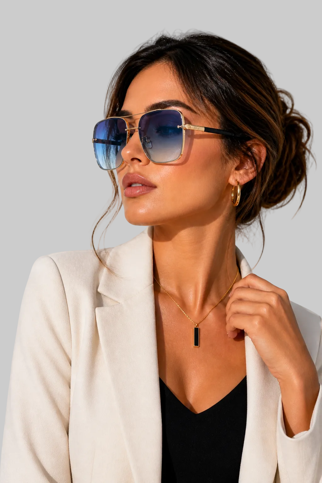 Women’s Sunglasses Square Aviator Gold Wire Frame Eyewear