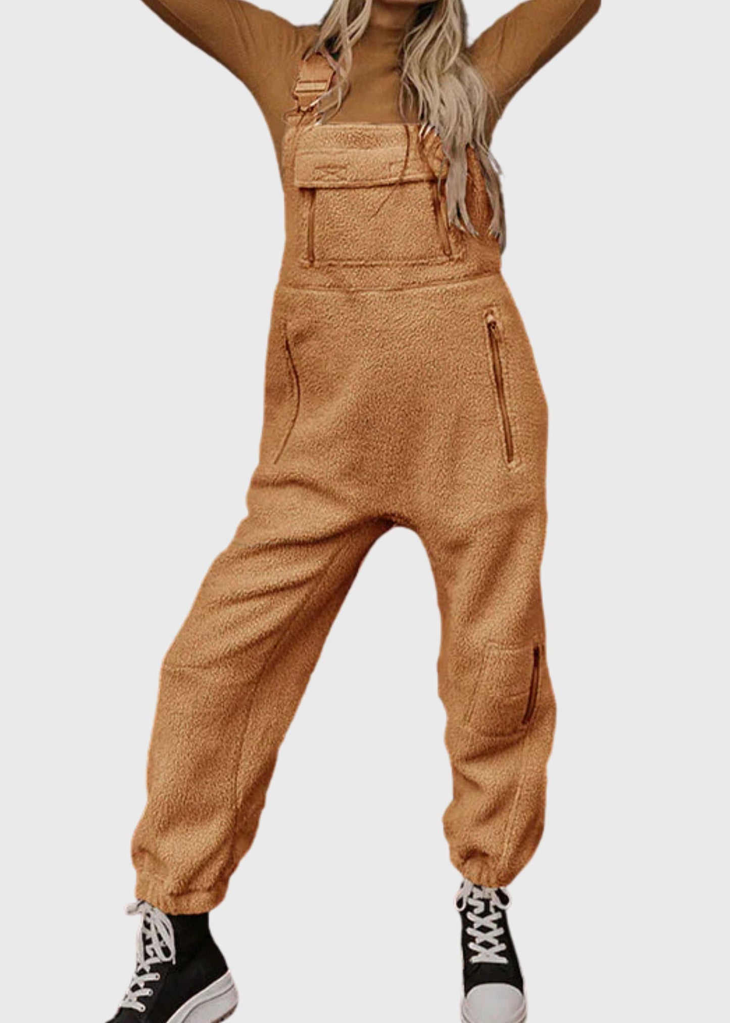 Ceylan Women’s Fleece Thermal Overalls with Zippered Pockets