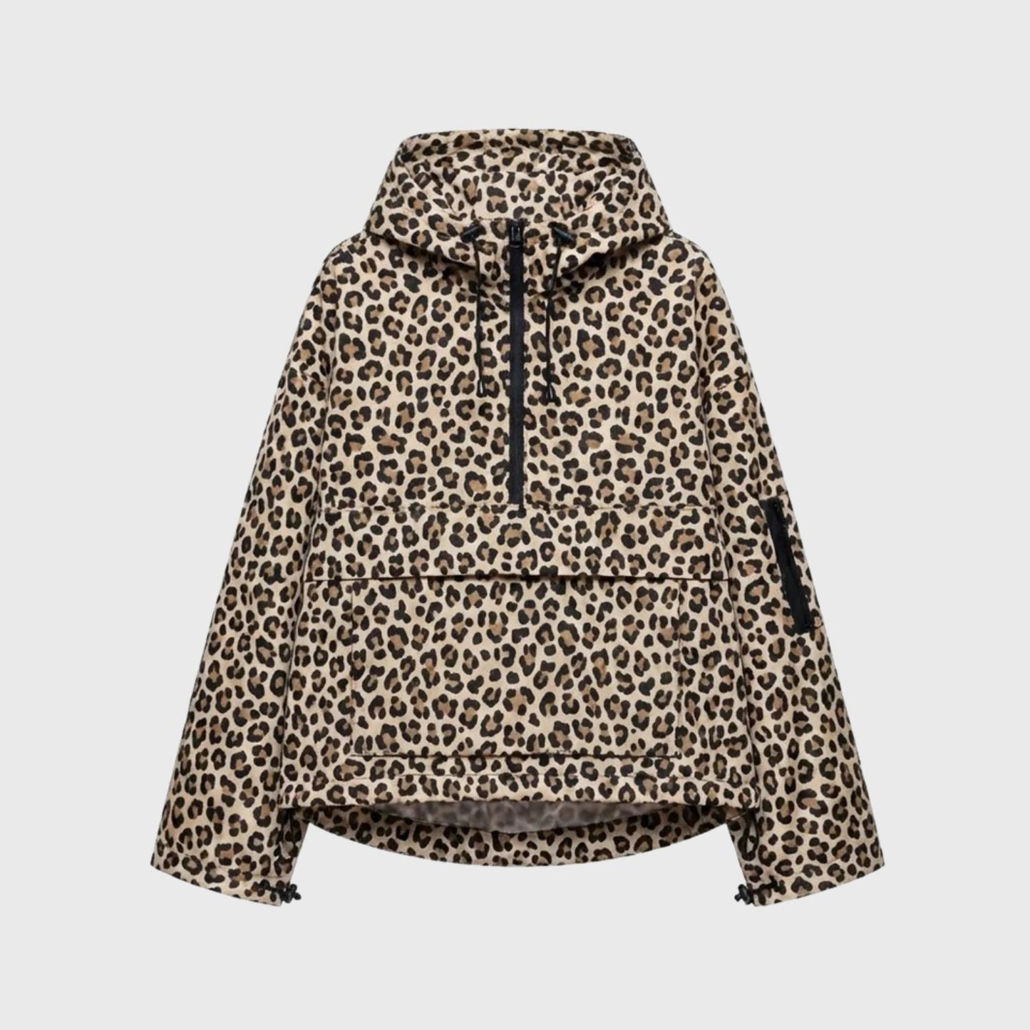 Women’s Oversized Half-Zip Anorak with Front Pouch Pocket