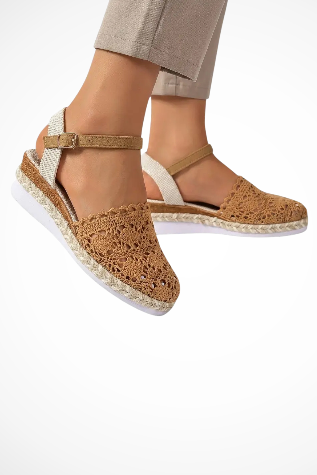 Women's Orthopedic Crochet Ankle Strap Espadrille Wedges