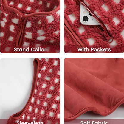 Ceylan® Checkered Sherpa Fleece Vest