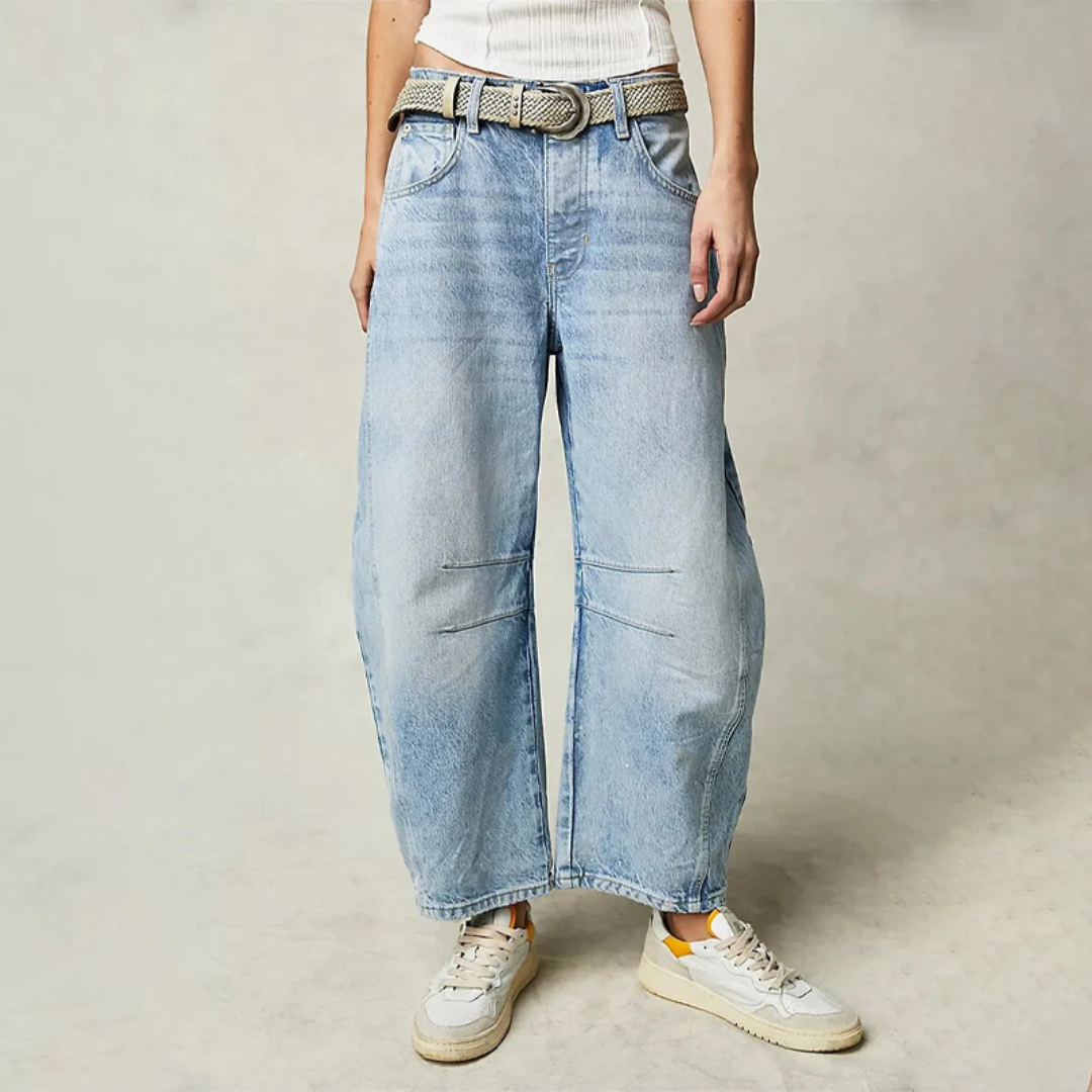 Women’s Barrel Leg Jeans High Waist Relaxed Fit Denim