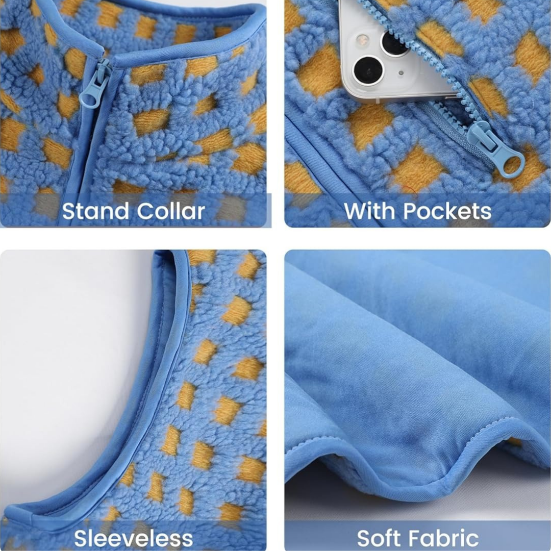 Ceylan® Checkered Sherpa Fleece Vest