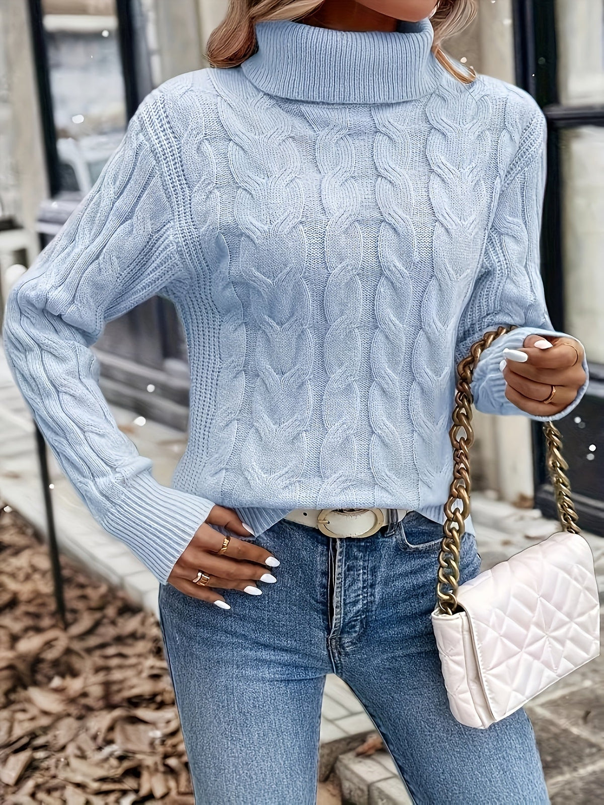 Celeste | Cozy Cable-Knit Turtleneck Sweater