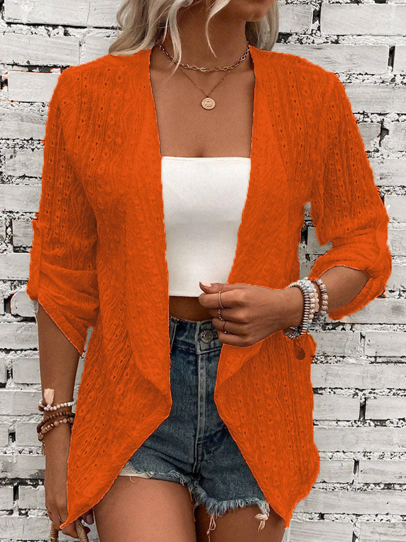 Women's Open Crochet Cardigan Mid-Length Relaxed Fit