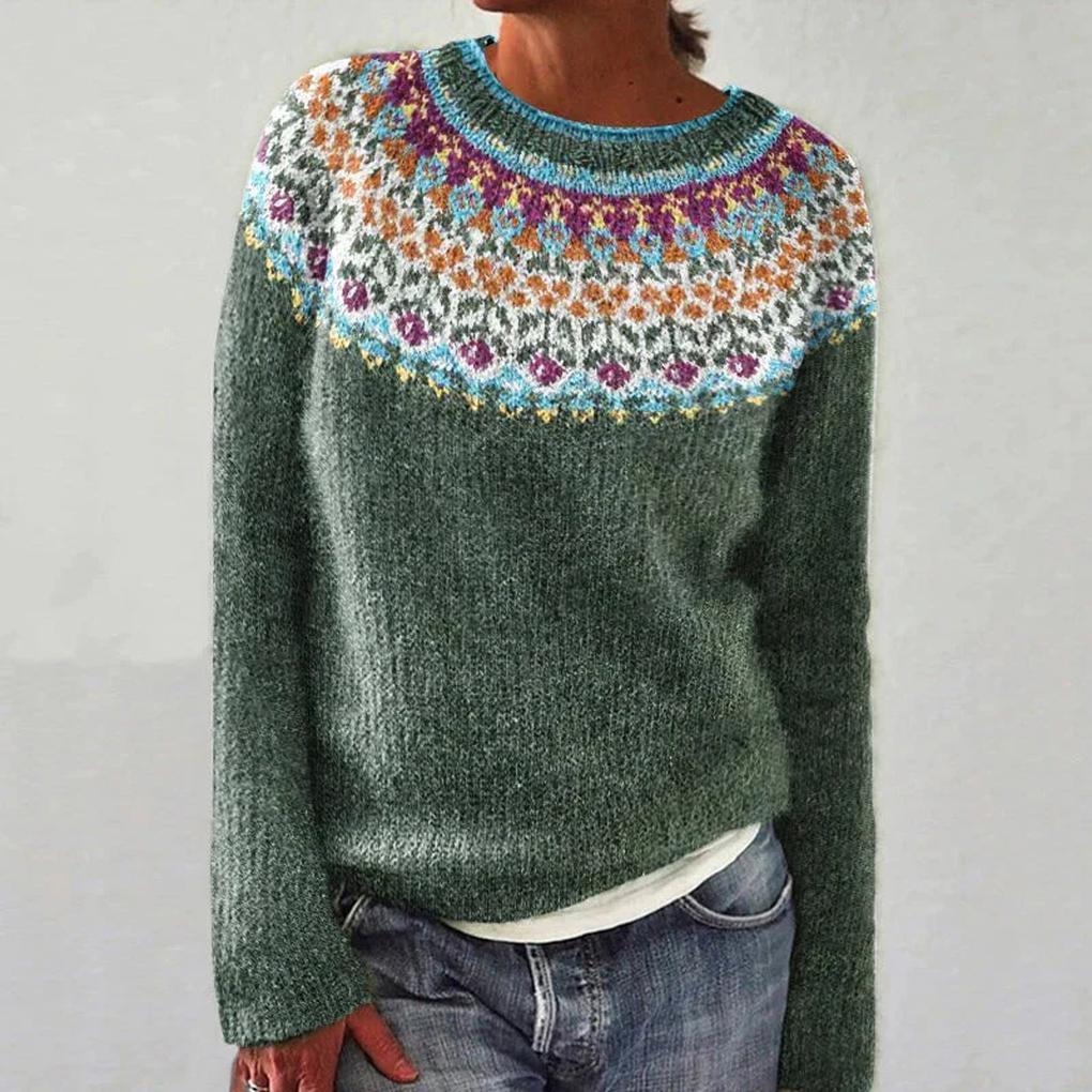 Women's Fair Isle Yoke Jumper with Long Sleeves
